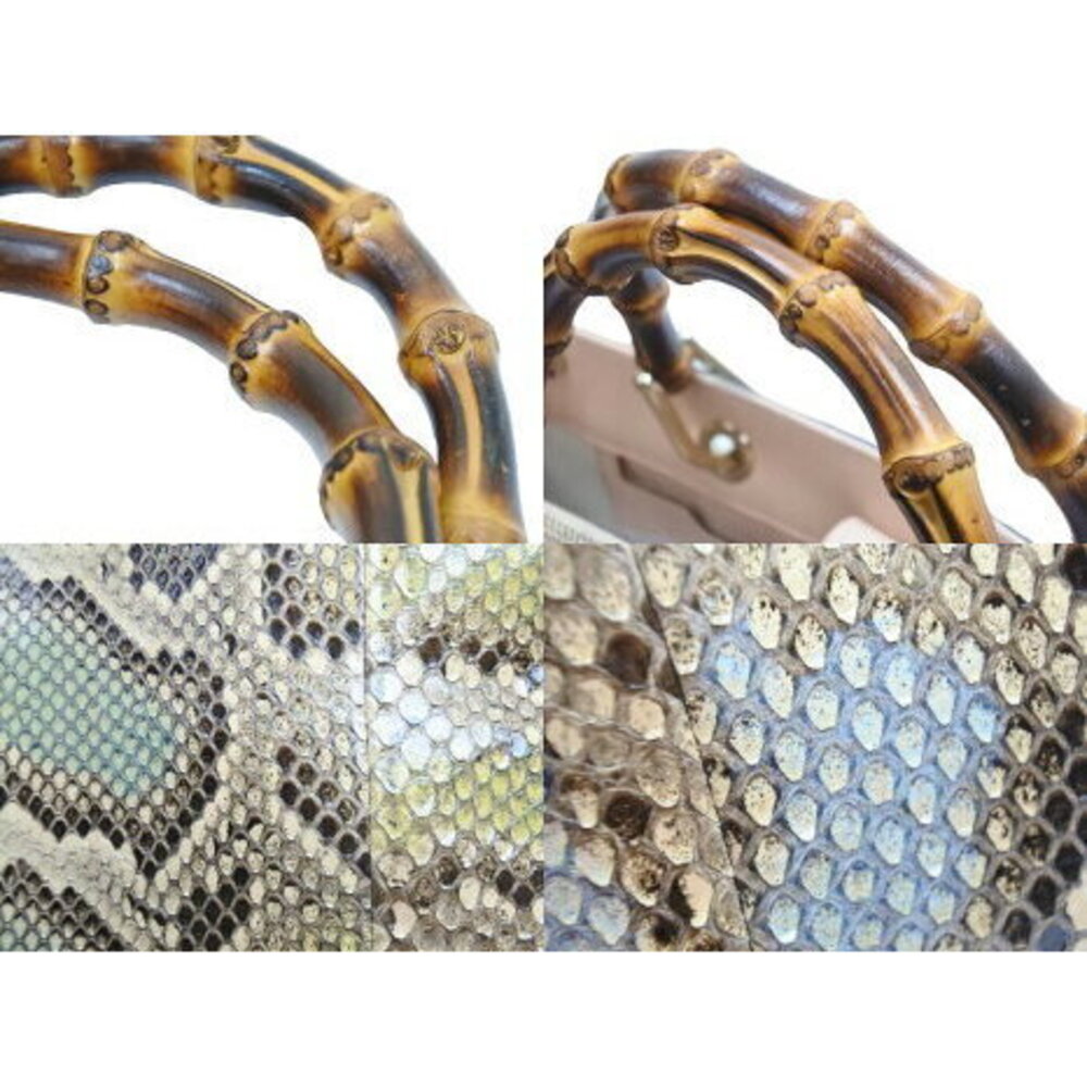 Gucci Bamboo Tote Bag Python Leather - image 5